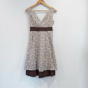 Vintage Y2K Delia's Cream Brown A Line Dress Artsy Boho Granola Girl 5/6 Small